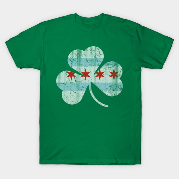 Irish Chicago Flag Shamrock St Patrick's Day T-Shirt by E